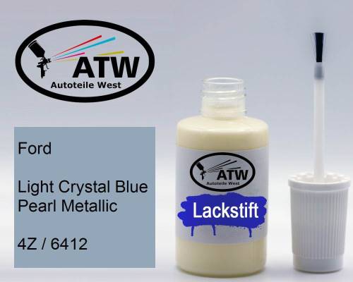 Ford, Light Crystal Blue Pearl Metallic, 4Z / 6412: 20ml Lackstift, von ATW Autoteile West.